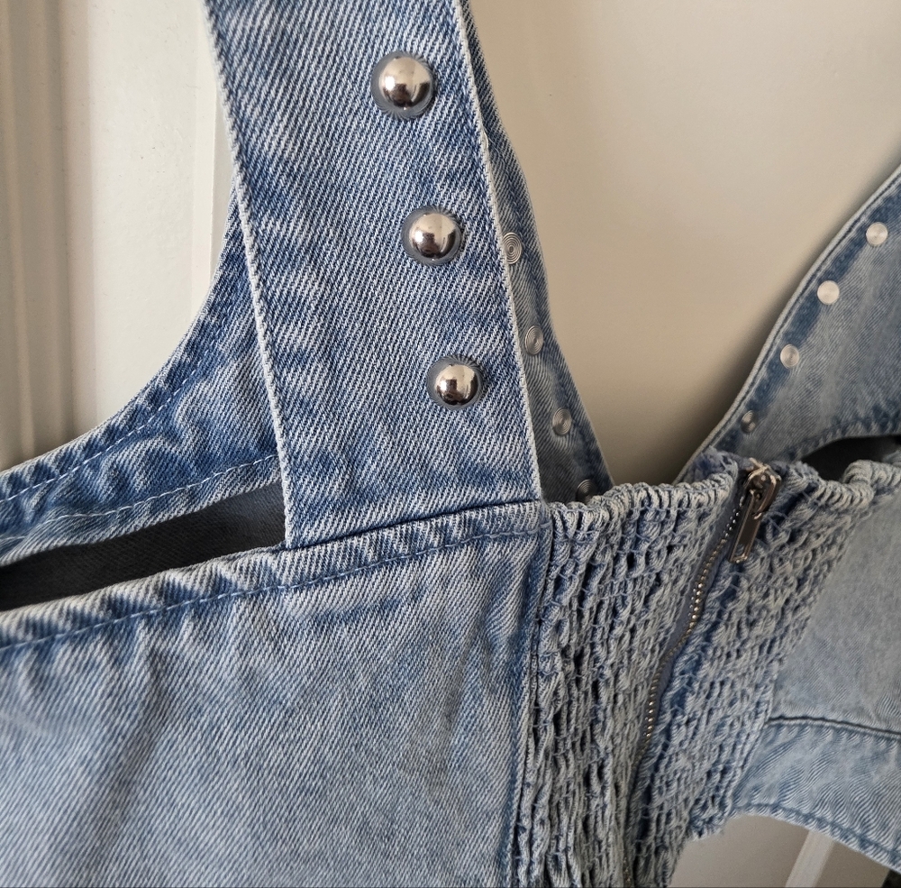 House of Harlow 1960 Denim Studded Crop Tank - Picture 5 of 7